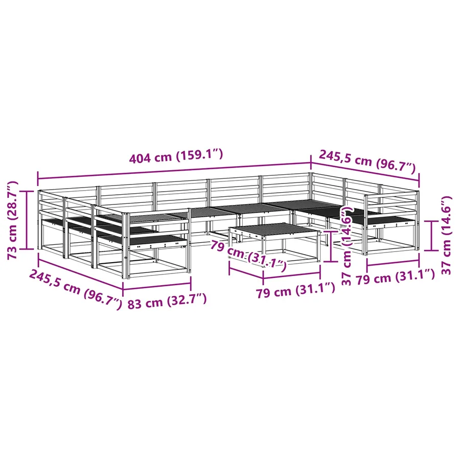 Ensemble de canapés d'extérieur 10 pcs Naturel - 8