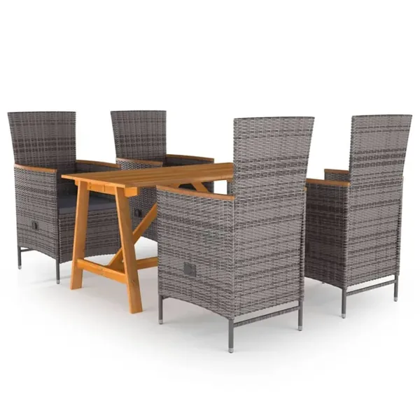 Ensemble à manger de jardin 5 pcs Gris