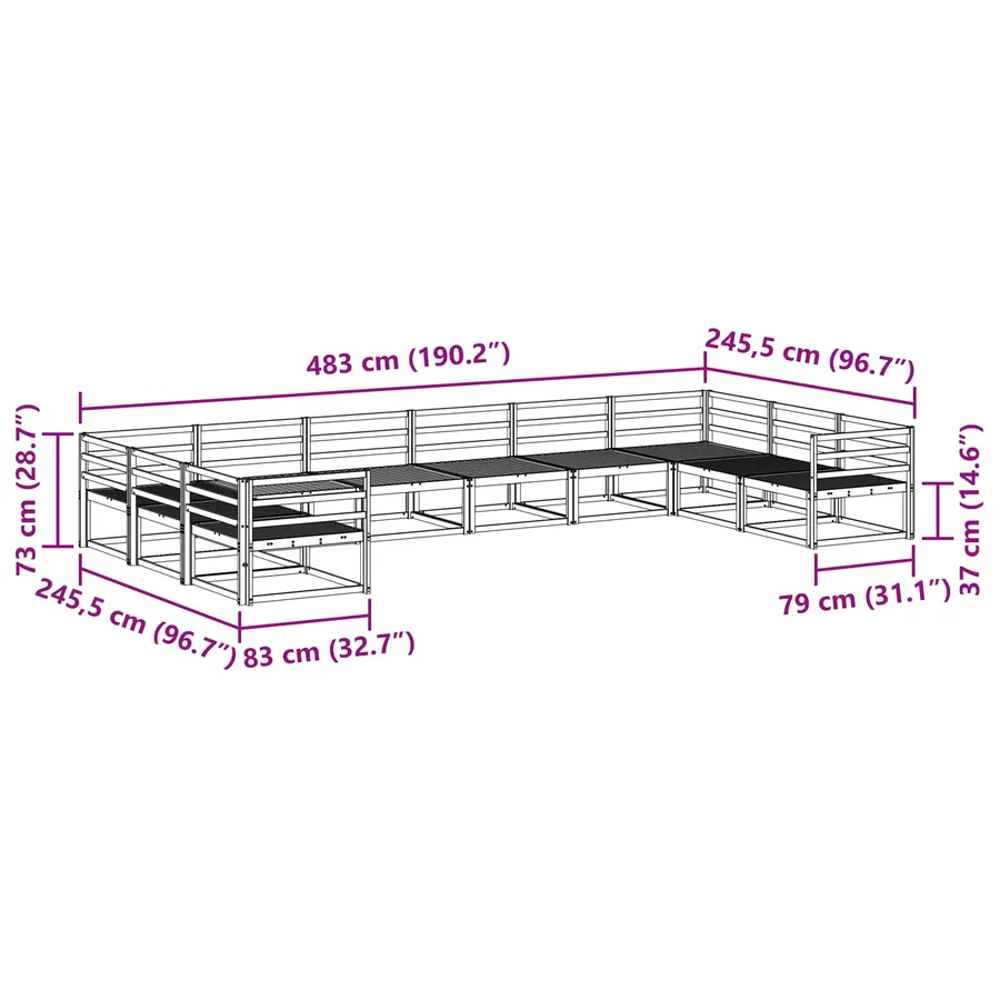 Ensemble de canapés d'extérieur 10 pcs Naturel - 8