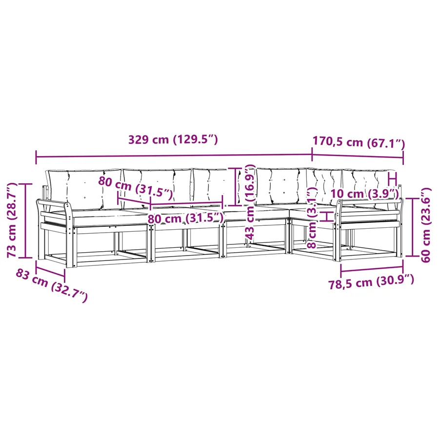 Ensemble de canapés d'extérieur 5 pcs Naturel et Crème - 9
