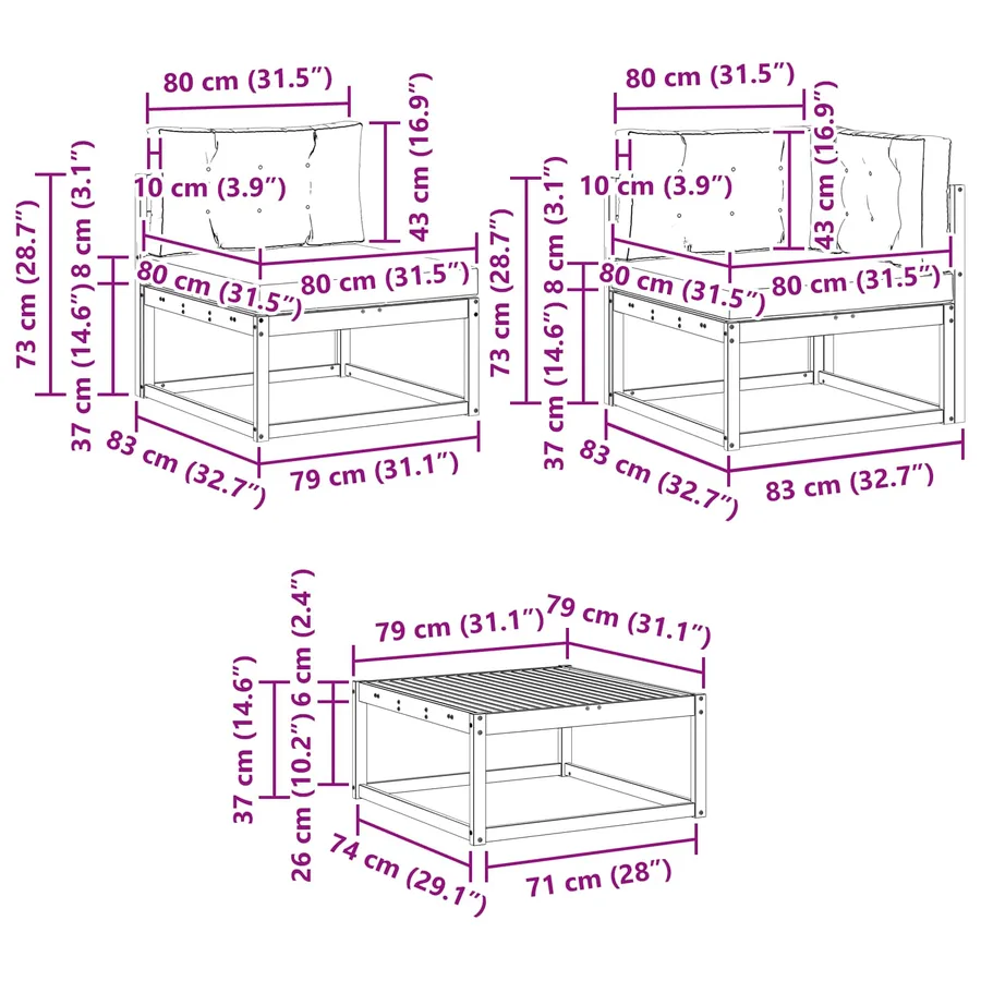 Ensemble de canapés d'extérieur 8 pcs Naturel et Crème - 11
