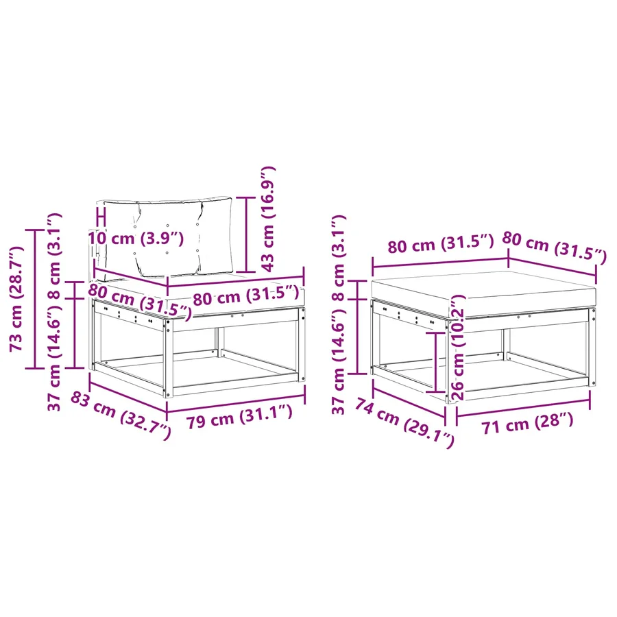 Ensemble de canapés d'extérieur 4 pcs Naturel et Crème - 9