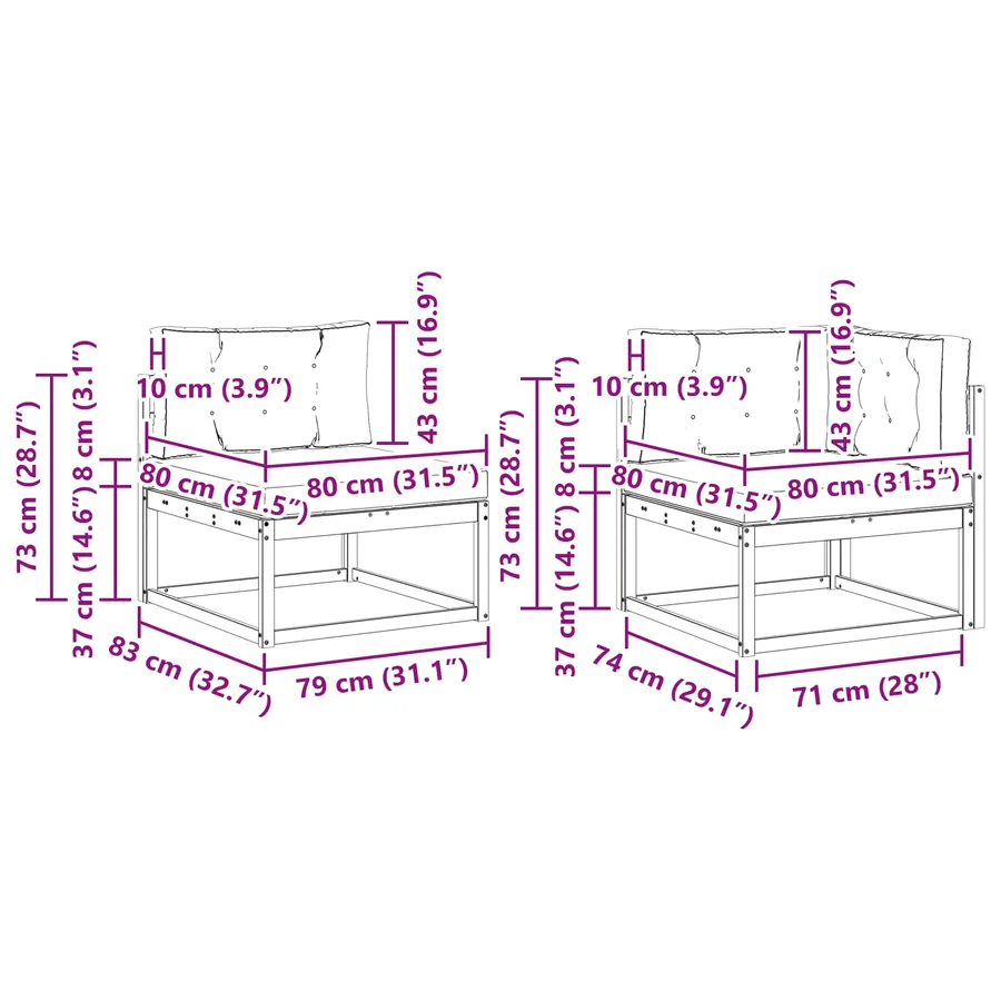 Ensemble de canapés d'extérieur 5 pcs Naturel et Crème - 8