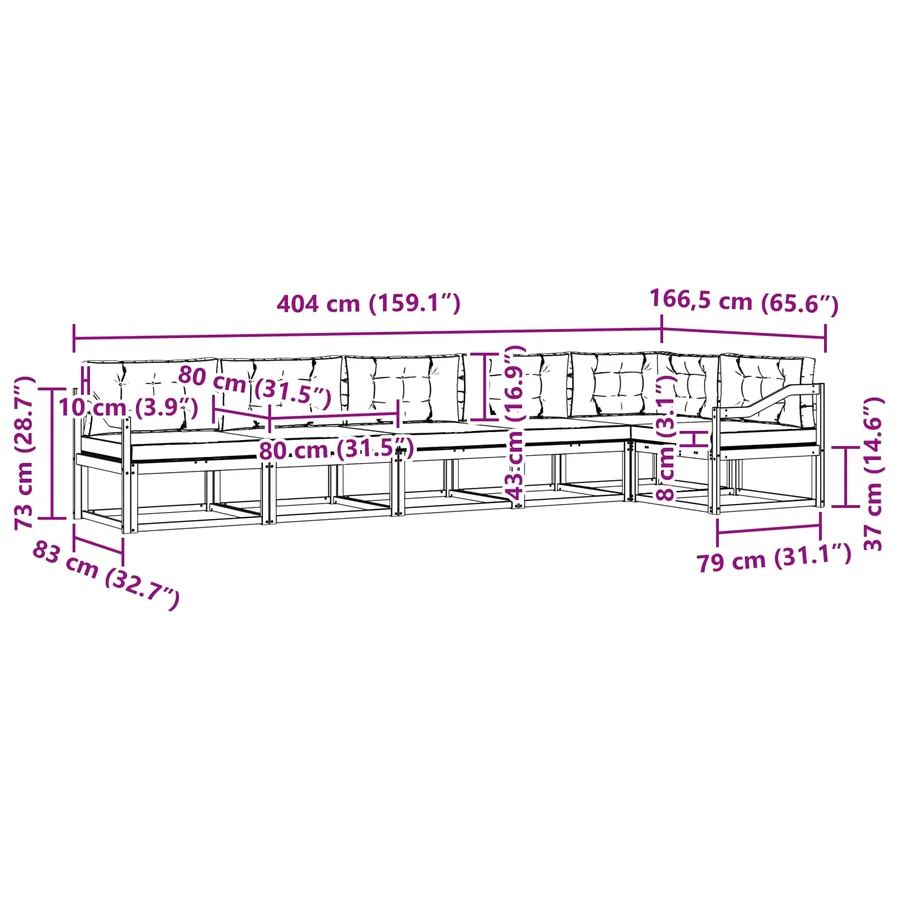Ensemble de canapés d'extérieur 6 pcs Naturel et Crème - 8