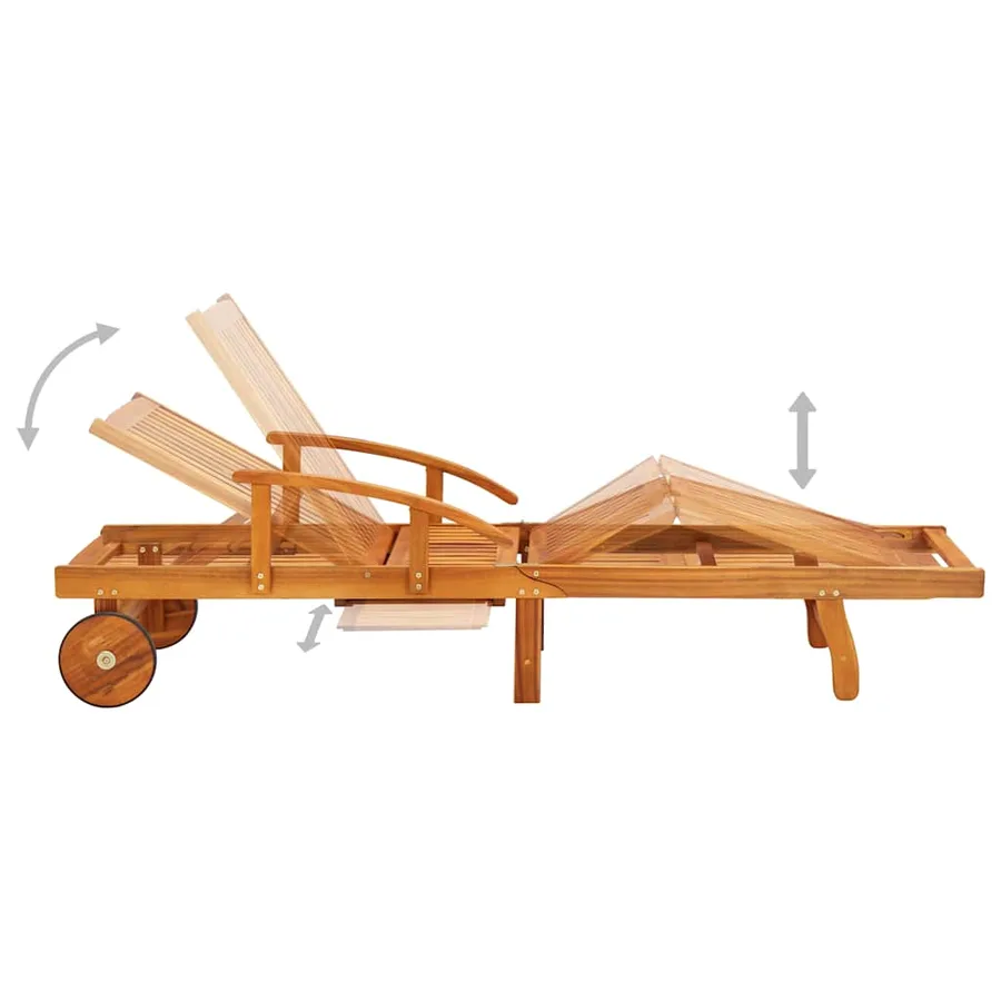 Chaises longues lot de 2 avec coussins Bois d'acacia solide - 5