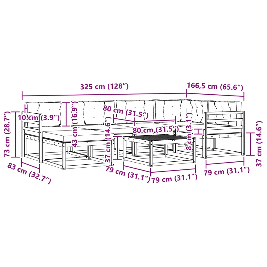 Ensemble de canapés d'extérieur 7 pcs Naturel et Crème - 11