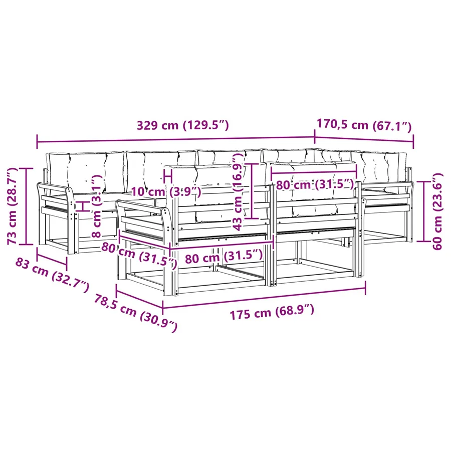 Ensemble de canapés d'extérieur 7 pcs Naturel et Crème - 9