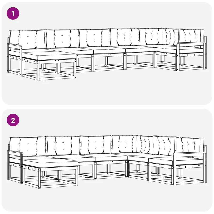 Ensemble de canapés d'extérieur 7 pcs Naturel et Crème - 7