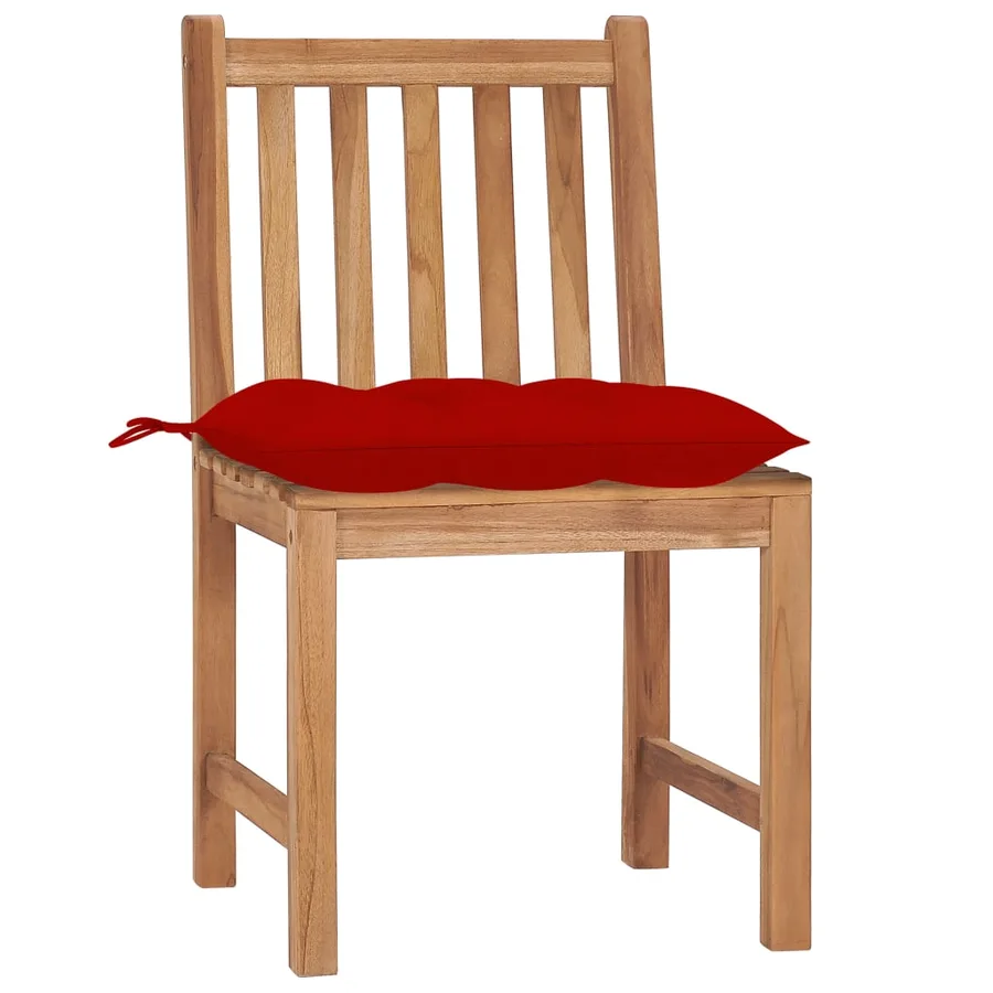 Chaises de jardin lot de 4 avec coussins Bois de teck massif - 2