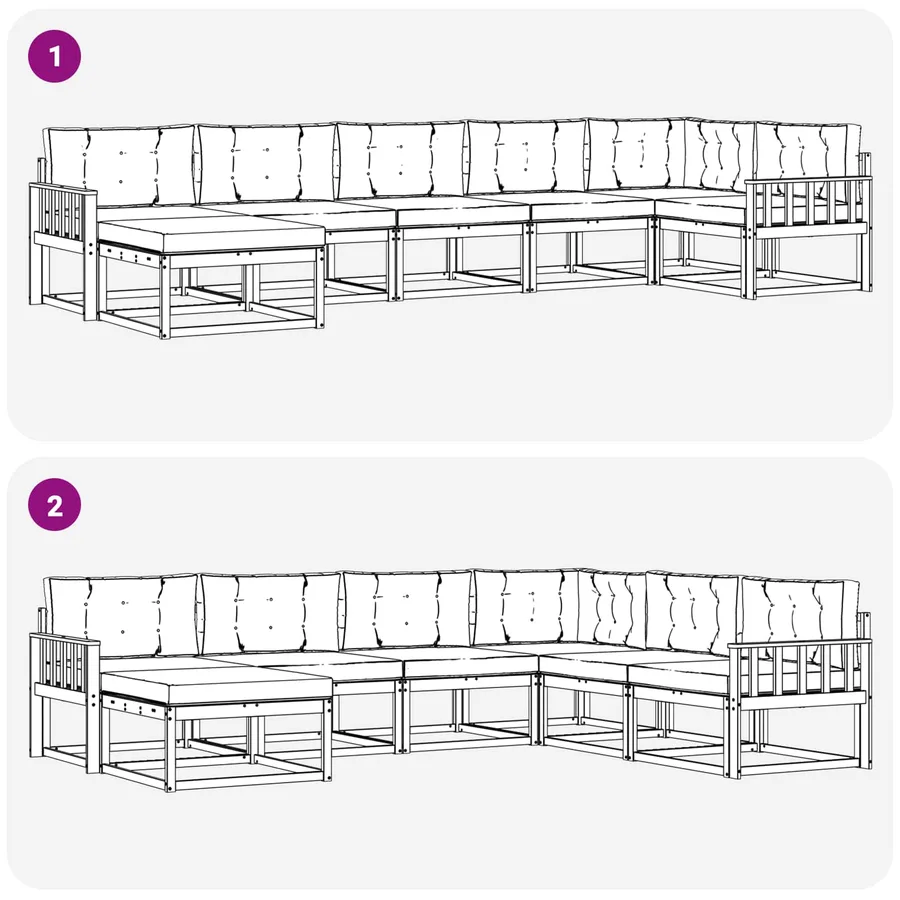 Ensemble de canapés d'extérieur 7 pcs Naturel et Crème - 7