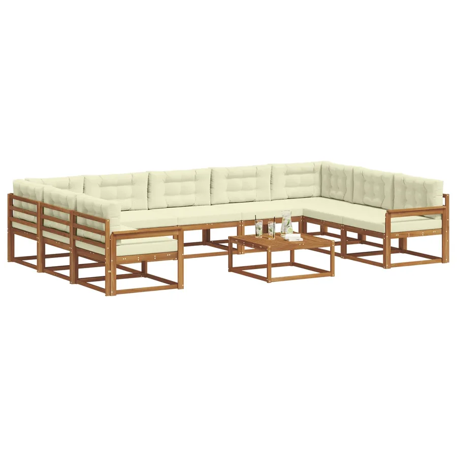 Ensemble de canapés d'extérieur 10 pcs Naturel et Crème - 3