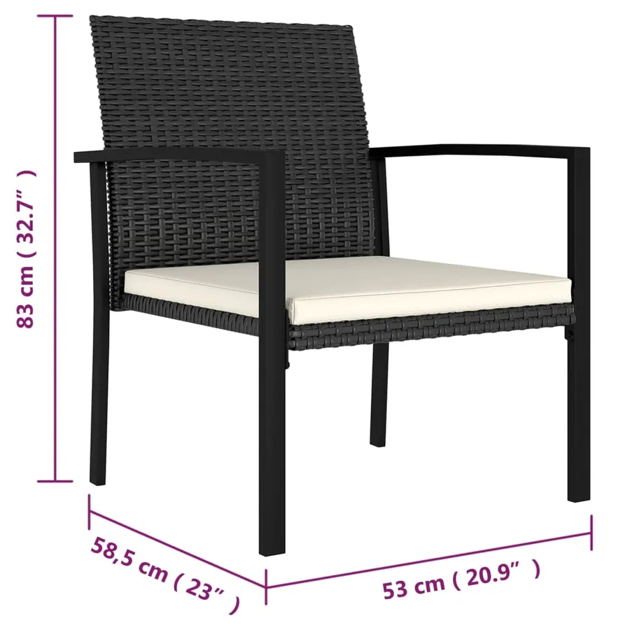 Ensemble à manger de jardin 7 pcs Résine tressée Noir - 12