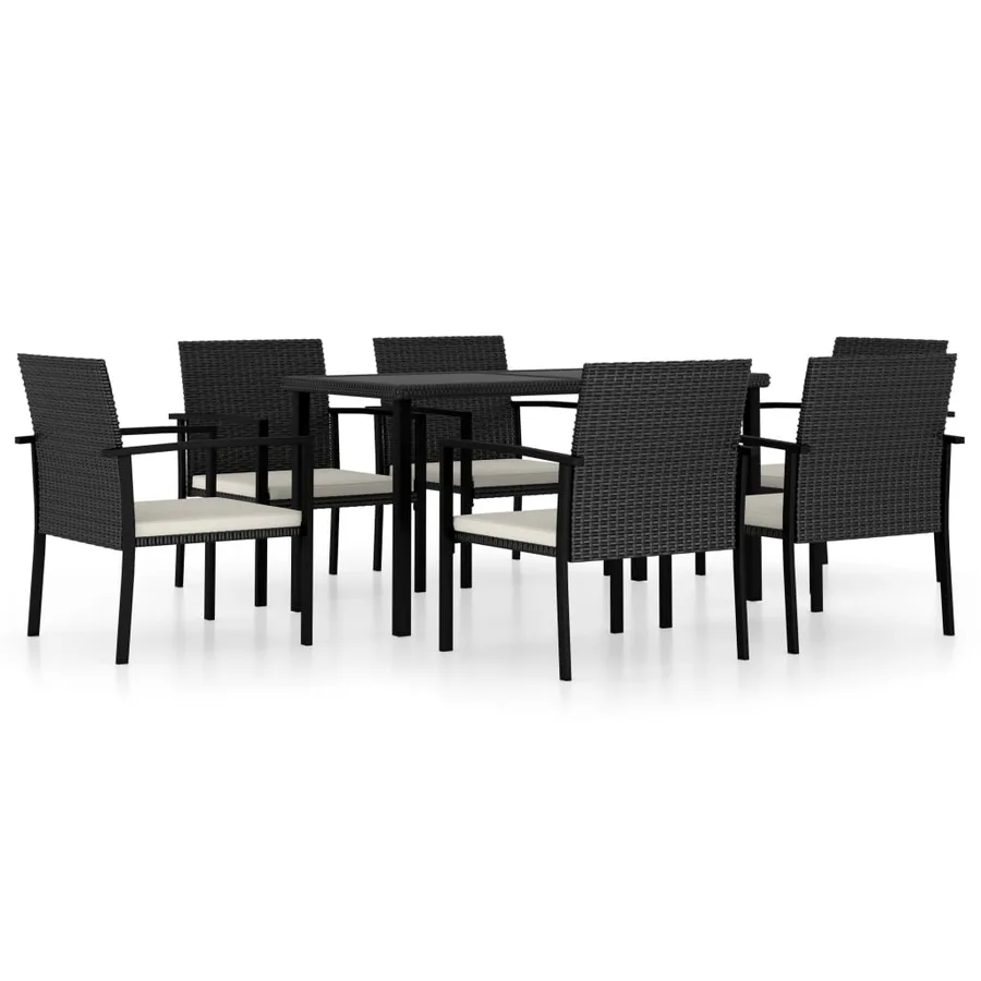 Ensemble à manger de jardin 7 pcs Résine tressée Noir - 2