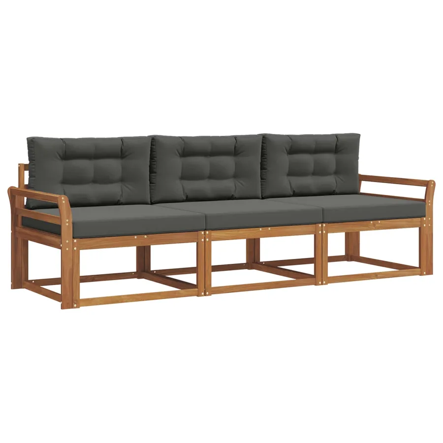 Ensemble de canapés d'extérieur 3 pcs Naturel et Anthracite - 2