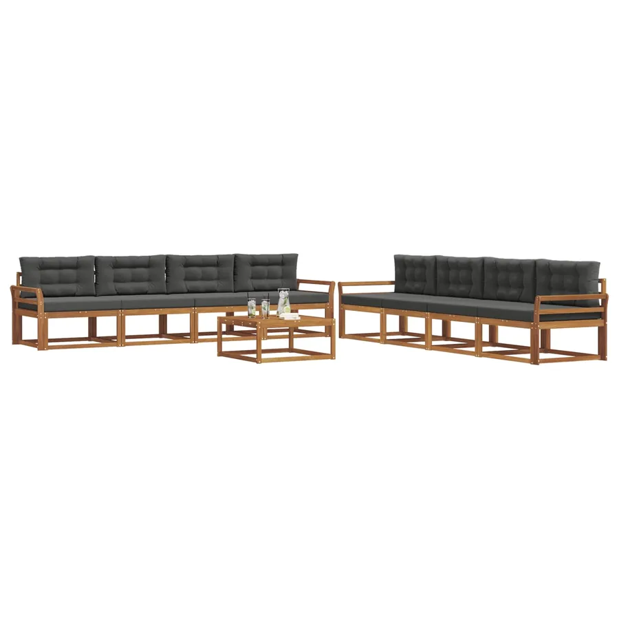 Ensemble de canapés d'extérieur 9 pcs Naturel et Anthracite - 3