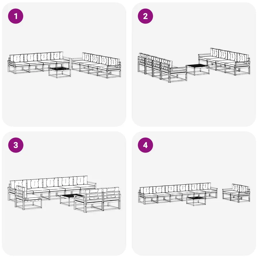 Ensemble de canapés d'extérieur 9 pcs Naturel et Anthracite - 7