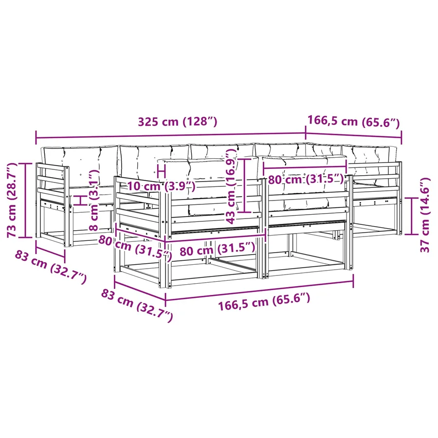 Ensemble de canapés d'extérieur 7 pcs Naturel et Anthracite - 8
