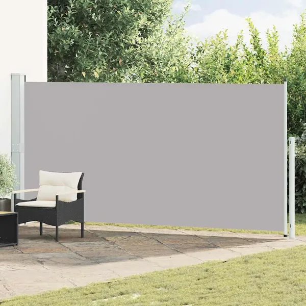 Auvent latéral rétractable de patio 180x500 cm Gris