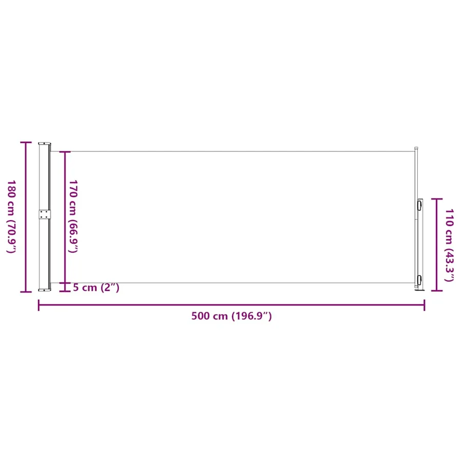 Auvent latéral rétractable de patio 180x500 cm Gris - 9