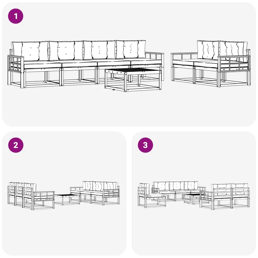 Ensemble de canapés d'extérieur 7 pcs Naturel et Anthracite - 7