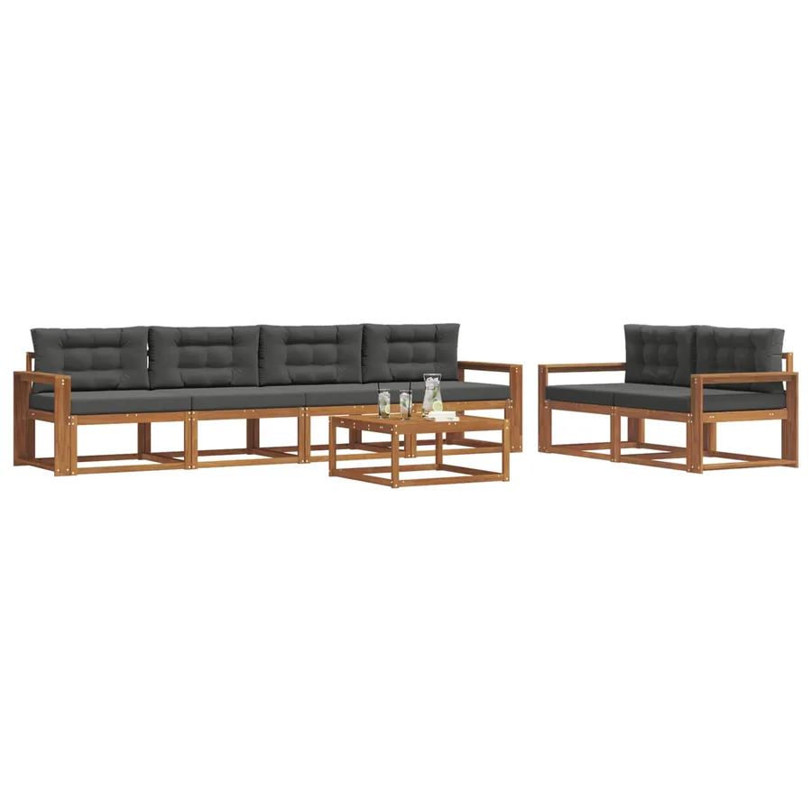 Ensemble de canapés d'extérieur 7 pcs Naturel et Anthracite - 3
