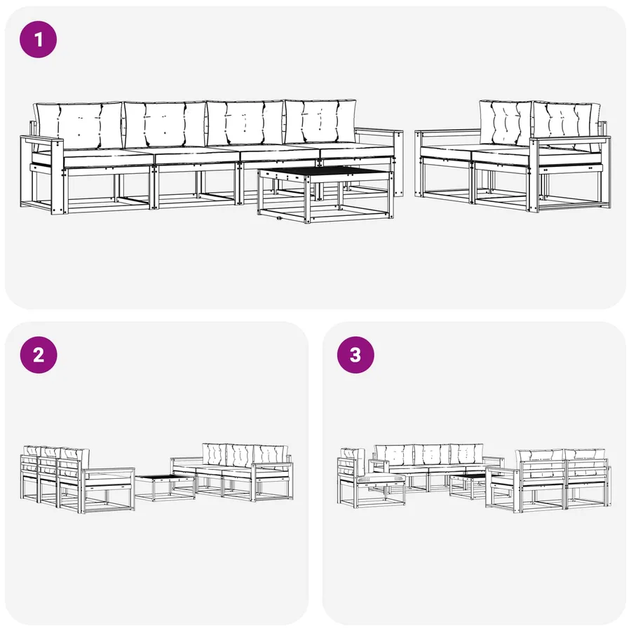 Ensemble de canapés d'extérieur 7 pcs Naturel et Anthracite - 7