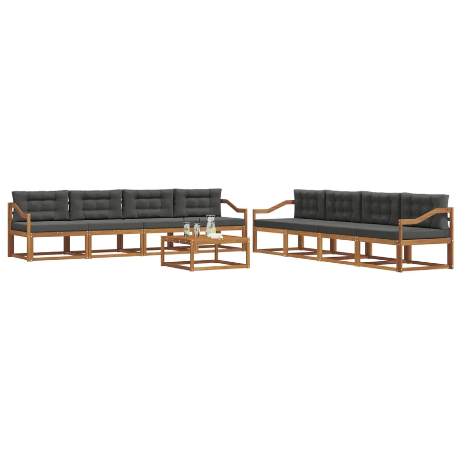 Ensemble de canapés d'extérieur 9 pcs Naturel et Anthracite - 3