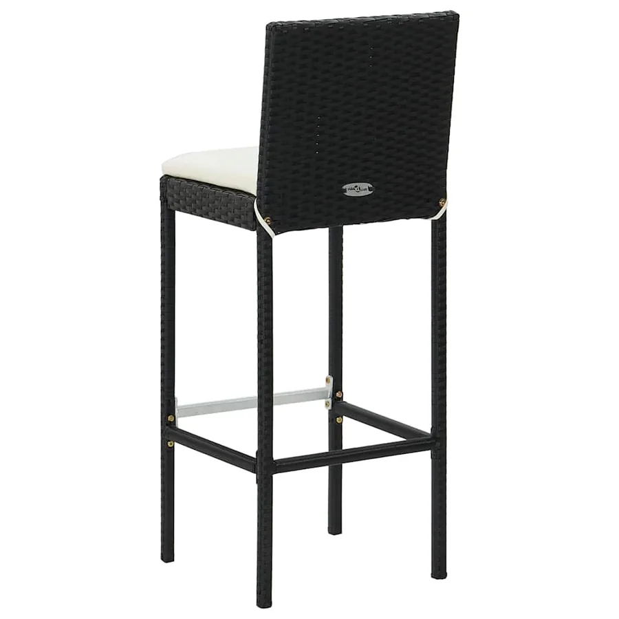 Ensemble de bar d'extérieur 7 pcs coussins Résine tressée Noir - 6