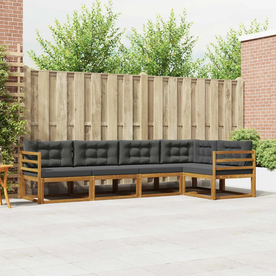 Ensemble de canapés d'extérieur 5 pcs Naturel et Anthracite