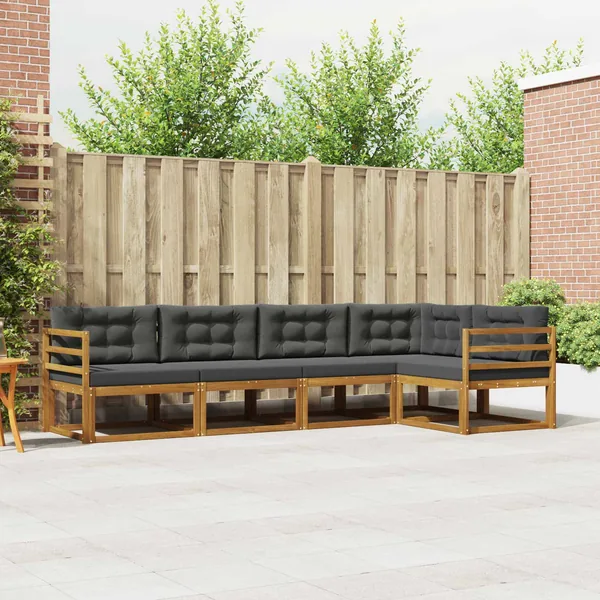 Ensemble de canapés d'extérieur 5 pcs Naturel et Anthracite