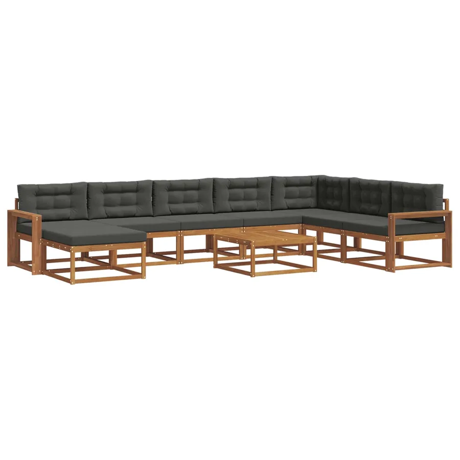 Ensemble de canapés d'extérieur 9 pcs Naturel et Anthracite - 2