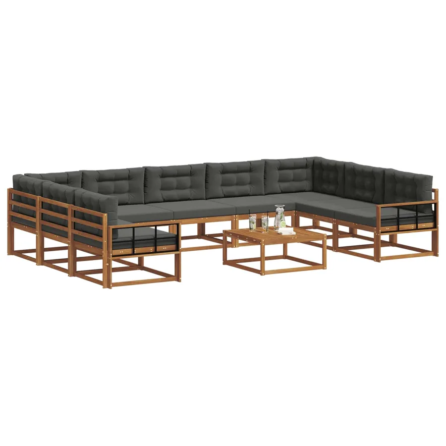 Ensemble de canapés d'extérieur 10 pcs Naturel et Anthracite - 3