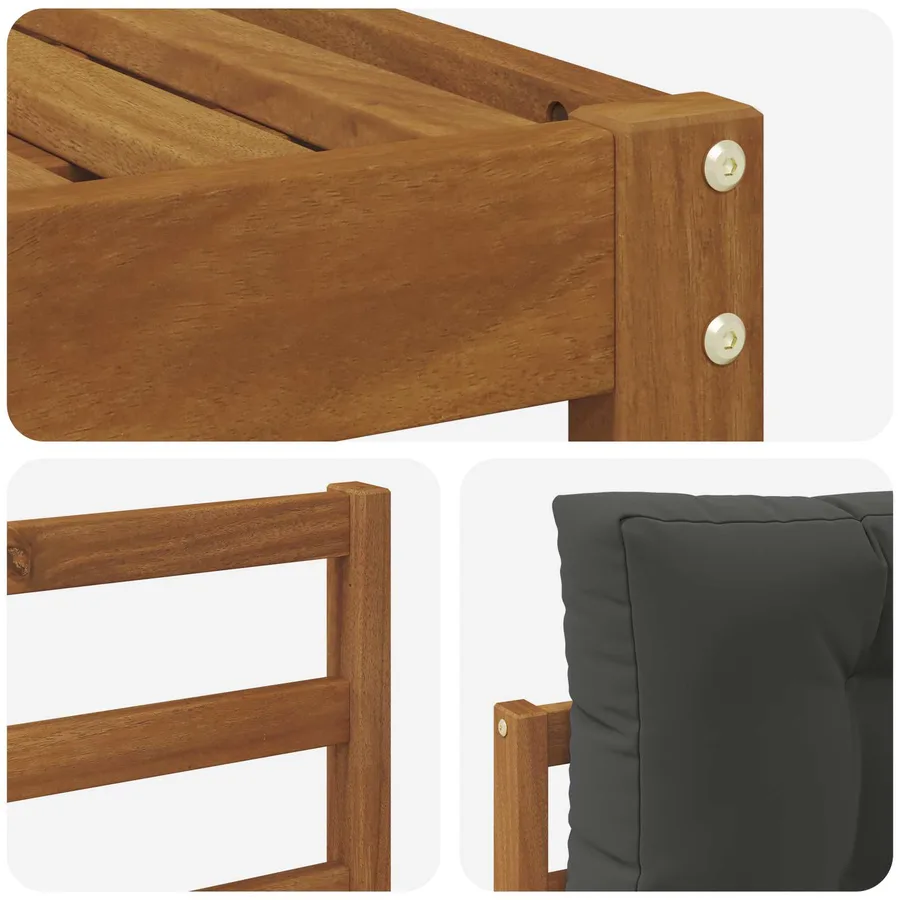 Ensemble de canapés d'extérieur 11 pcs Naturel et Anthracite - 7