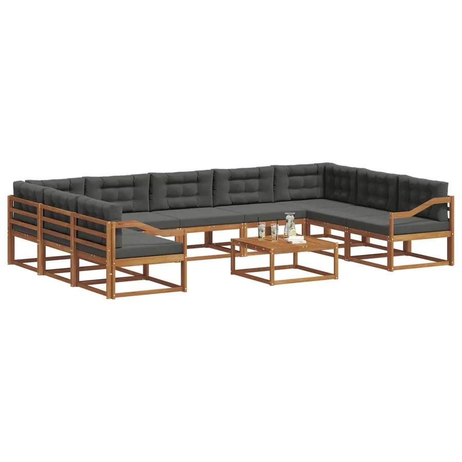 Ensemble de canapés d'extérieur 10 pcs Naturel et Anthracite - 3