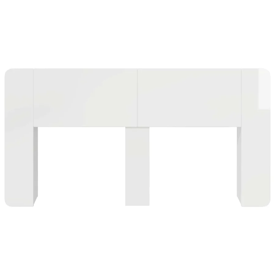 Cabinet de Tête de Lit Blanc brillant Bois d'ingénierie - 5