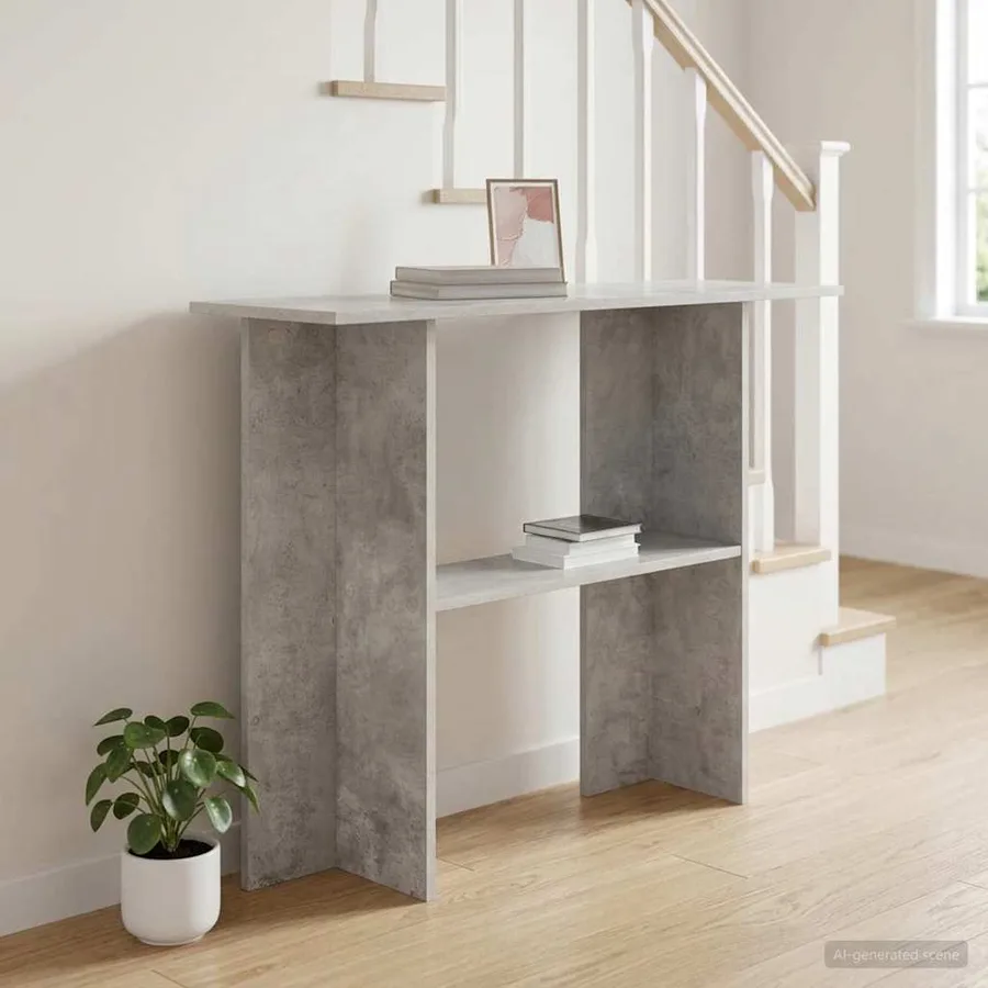 Table console Gris béton 100 x 30 x 75 cm Bois d'ingénierie - 4
