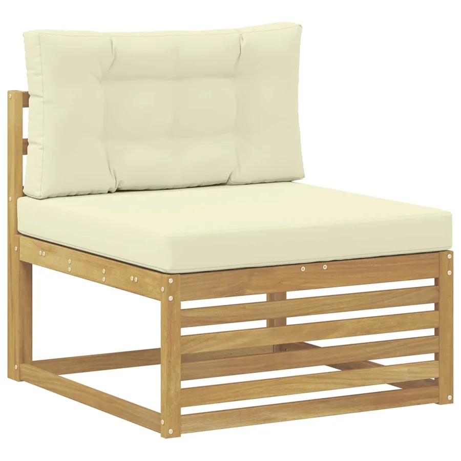 Sofa de milieu extérieur Bois d'Acacia Massif Blanc - 2