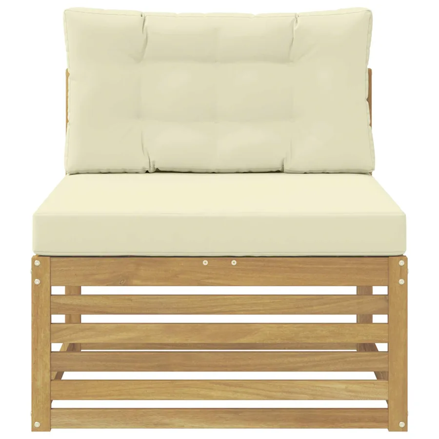 Sofa de milieu extérieur Bois d'Acacia Massif Blanc - 3