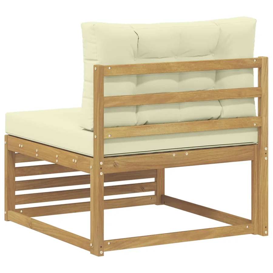 Sofa de milieu extérieur Bois d'Acacia Massif Blanc - 5