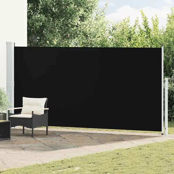 Auvent latéral rétractable de patio 180x500 cm Noir