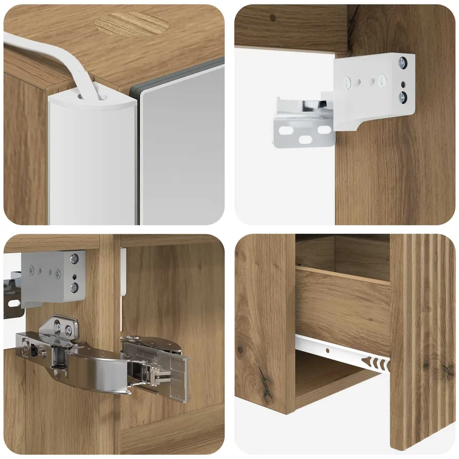 Ensemble d'armoire de salle de bain 5 pc Chêne artisanal - 9