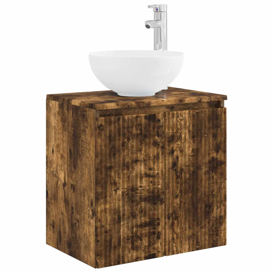 Vanité de lavabo mural Chêne fumé 49,5 x 41 x 64,5 cm - 2