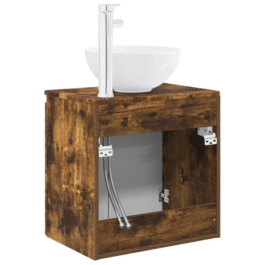 Vanité de lavabo mural Chêne fumé 49,5 x 41 x 64,5 cm - 5