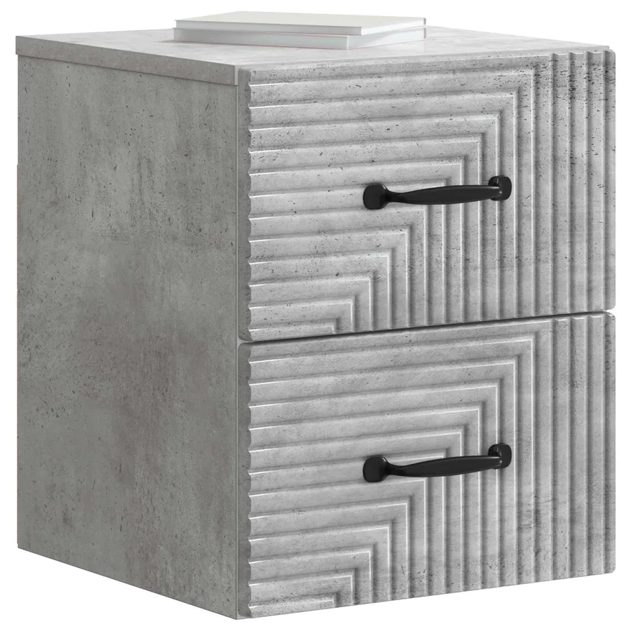 Cabinet de chevet mural Gris béton 34,5 x 33 x 40 cm - 3