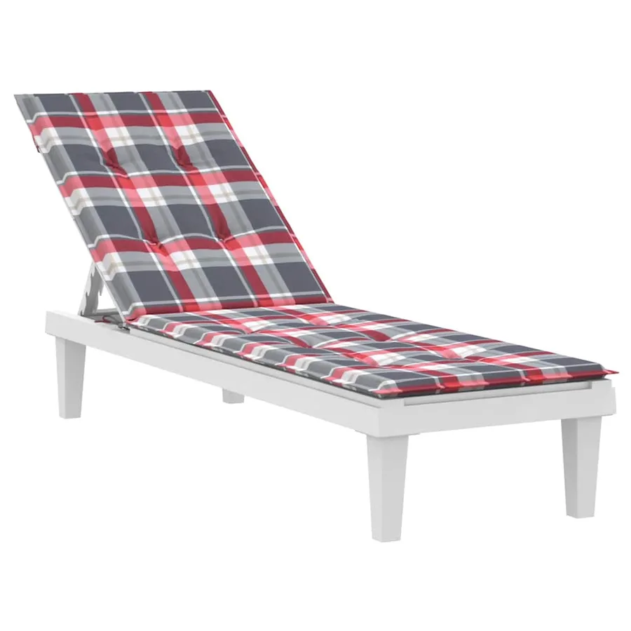 Coussin de chaise de terrasse carreaux rouge (75+105)x50x4 cm - 3