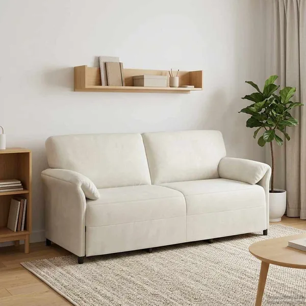Sofa 3 places Crème 198 x 83 x 95 cm Velours