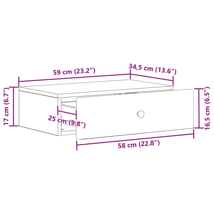 Table d'appoint murale 59 x 34,5 x 17 cm Bois d'ingénierie - 8