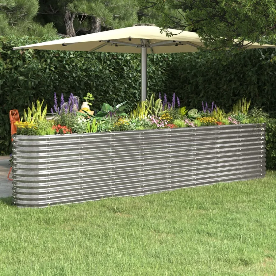 Lit surélevé de jardin Acier galvanisé Argenté