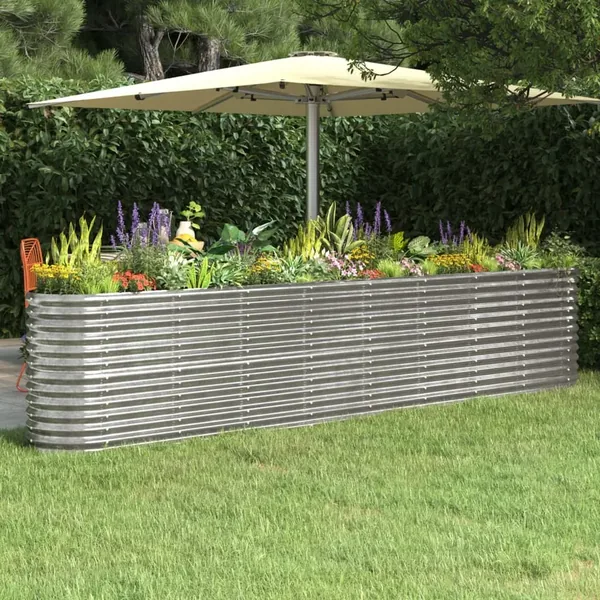 Lit surélevé de jardin Acier galvanisé Argenté
