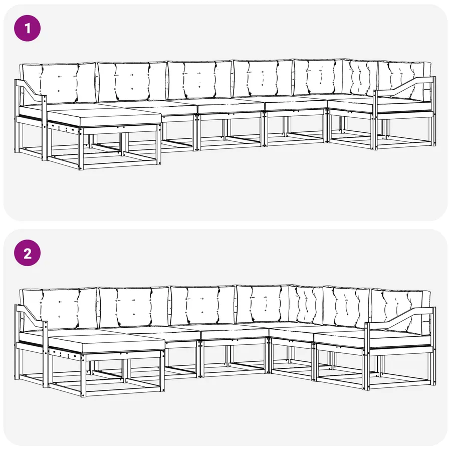 Ensemble de canapés d'extérieur 7 pcs Naturel et Anthracite - 7
